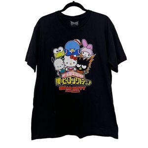 My hero‎ academia sanrio character black graphic crew neck shirt Size: L